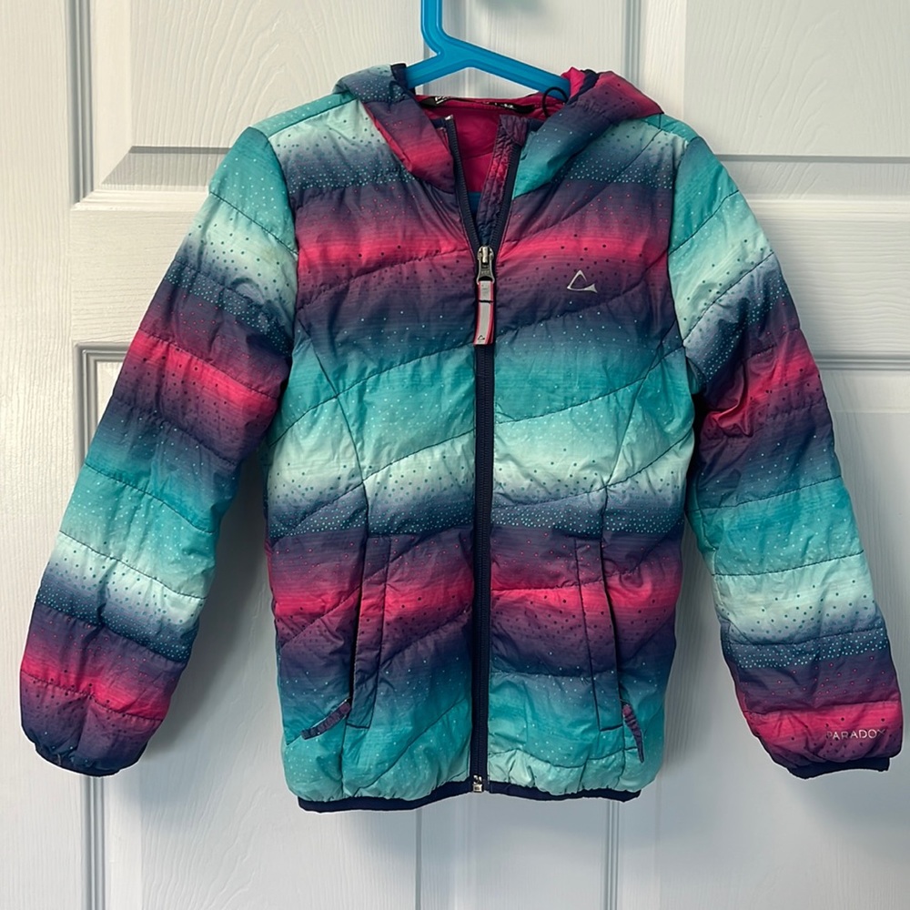 Muti-coloured kids down filled jacket